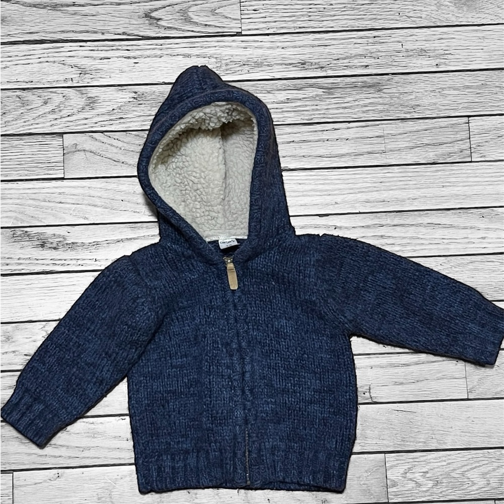 12 months Carters Blue Knit Baby Hoodie
